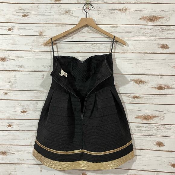 Sans Souci Fit and Flare Structured Strapless Dress - Black/Gold - Medium - Picture 16 of 16